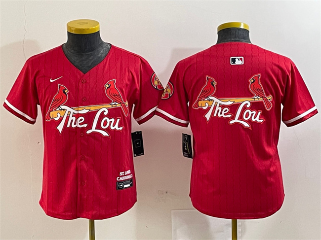 Youth St. Louis Cardinals Team Big Logo Red 2024 City Connect Limited Stitched Baseball Jersey